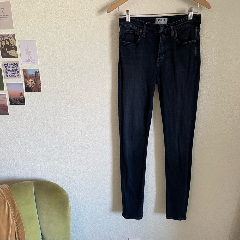Agolde High Rise Sophie Skinny Jeans Vacant Indigo Dark Blue Stretch Denim
